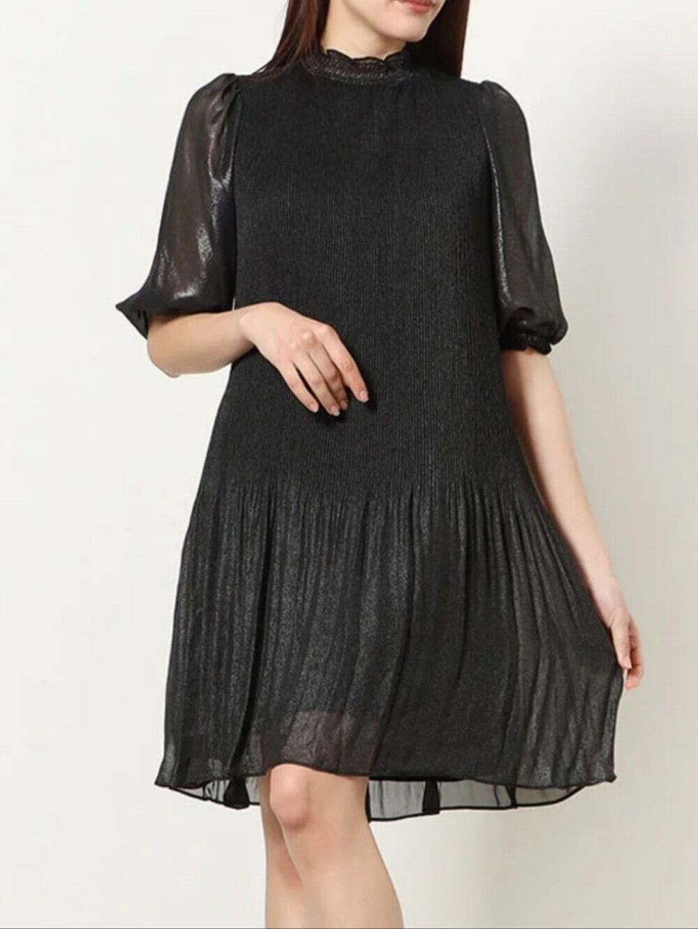 NANETTE LEPORE Pleated Dress Womens Size M Black 1920s flapper
